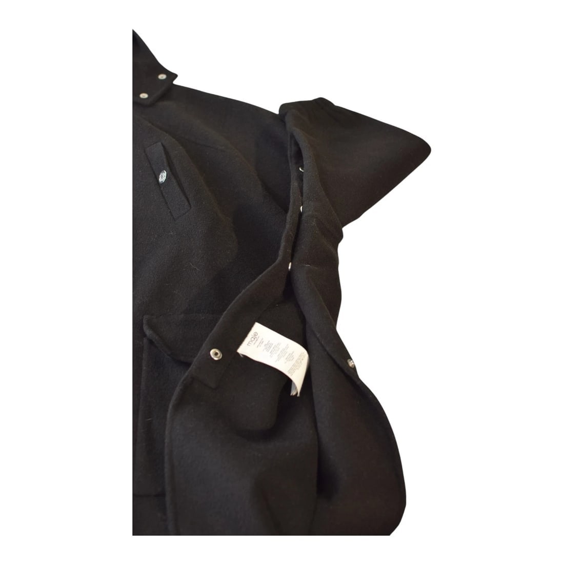 Maje Black Woolen Open Sides w. Snap Buttons Hooded Cape Coat size 1 - 7