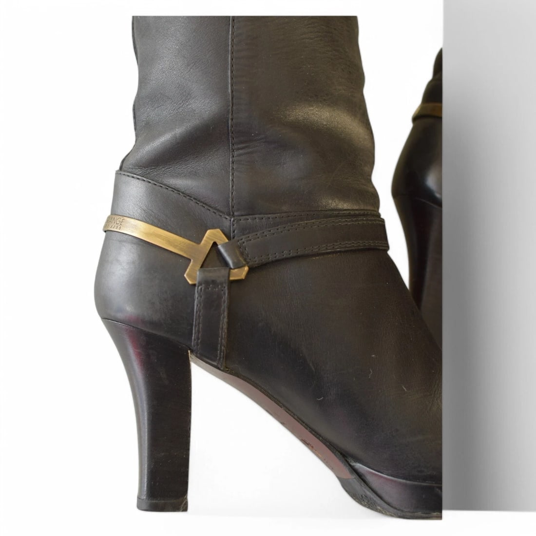 Hugo Boss Orange Black Brass Details Platform Boots Heels Shoes size 41 - 10