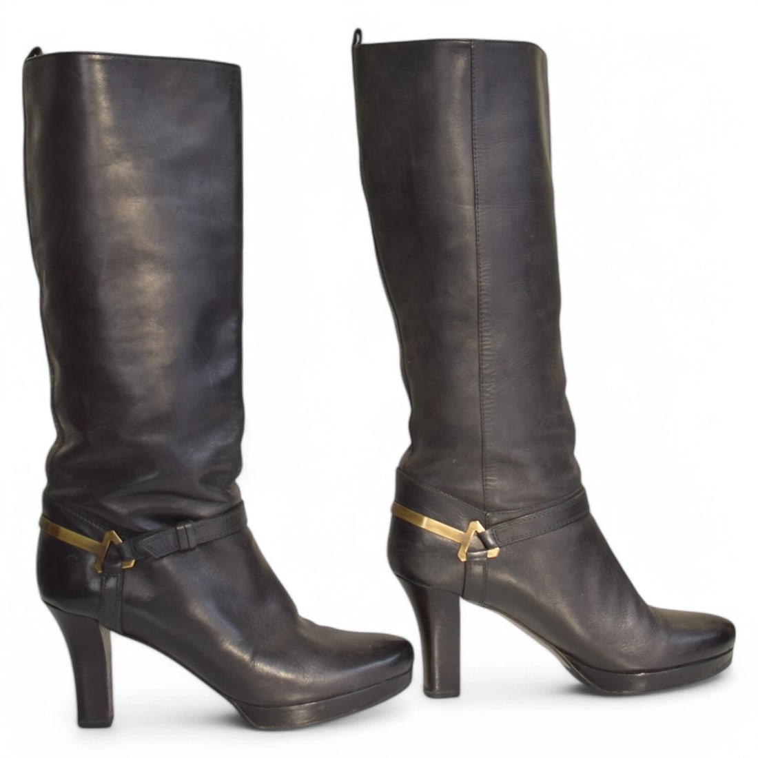 Hugo Boss Orange Black Brass Details Platform Boots Heels Shoes size 41 - 2