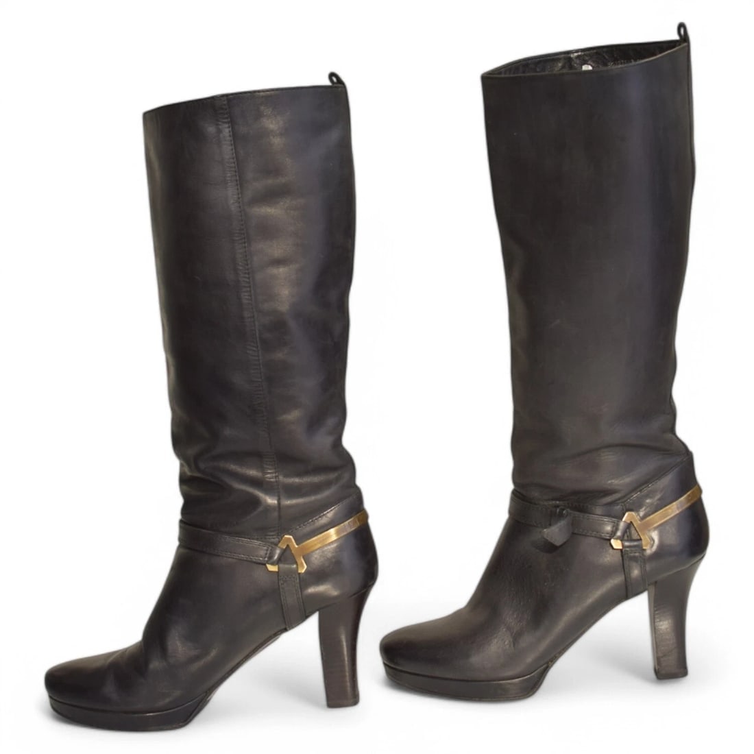 Hugo Boss Orange Black Brass Details Platform Boots Heels Shoes size 41 - 3