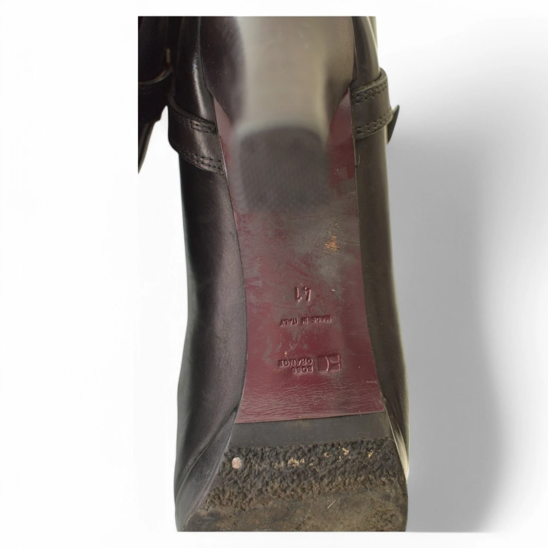 Hugo Boss Orange Black Brass Details Platform Boots Heels Shoes size 41 - 7