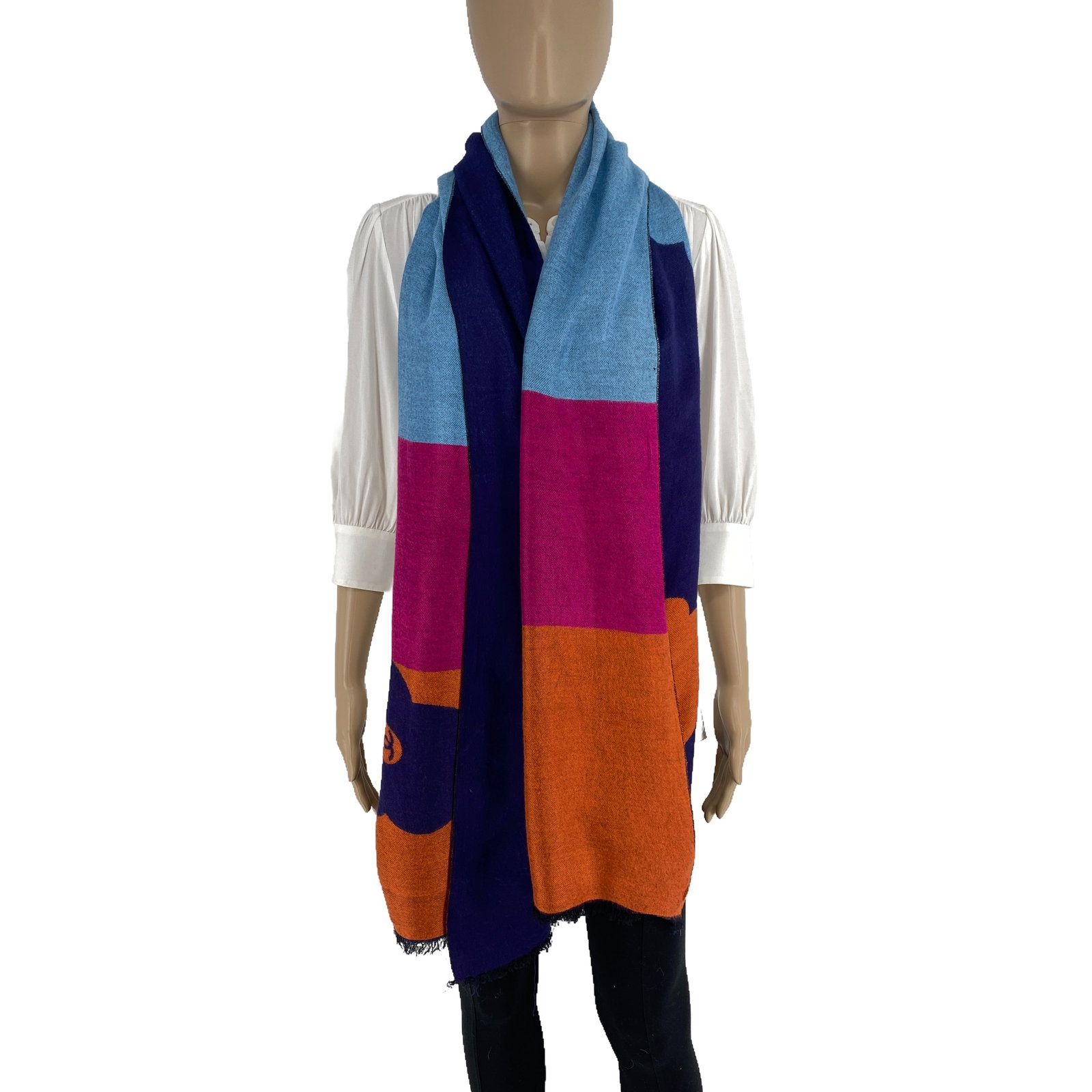 Chanel 50% Silk 50% Wool Multicolour Scarf Shawl - 3