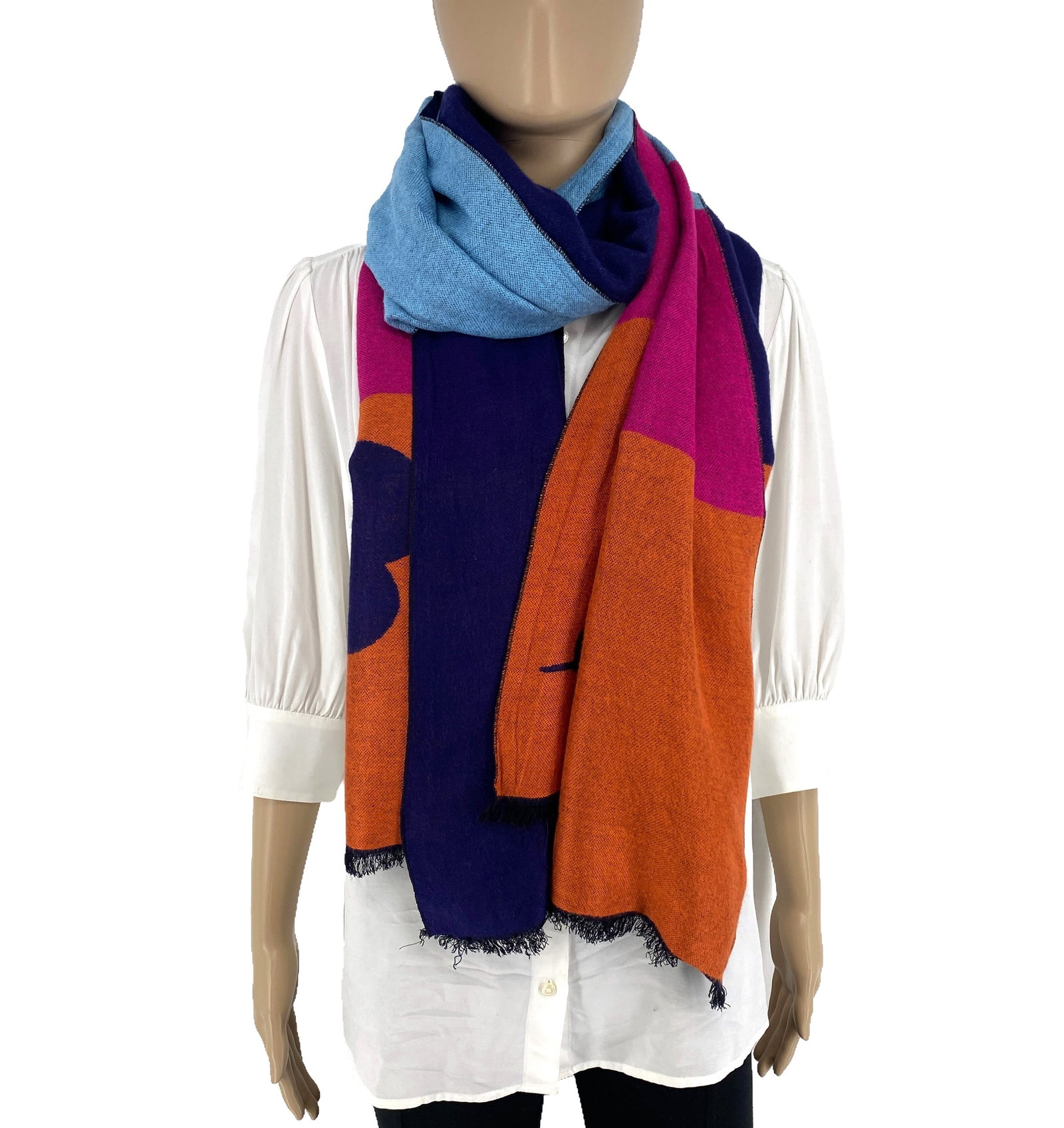 Chanel 50% Silk 50% Wool Multicolour Scarf Shawl - 4
