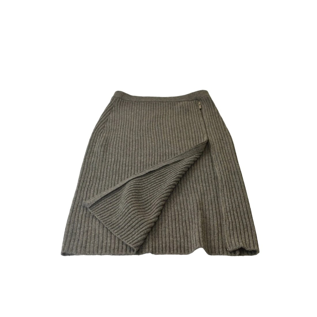 Notshy Cashmere Gray Ribbed Knit Turtle Neck Top Midi Skirt Zippers size S - 7