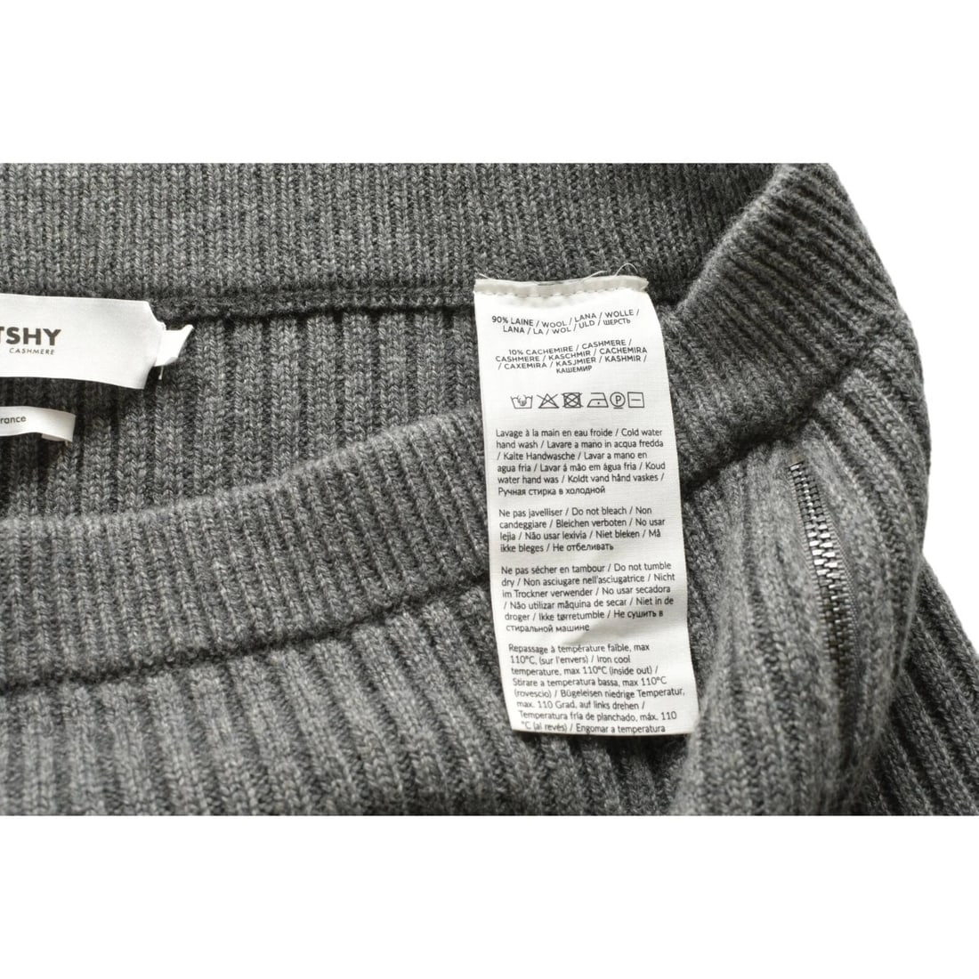 Notshy Cashmere Gray Ribbed Knit Turtle Neck Top Midi Skirt Zippers size S - 9