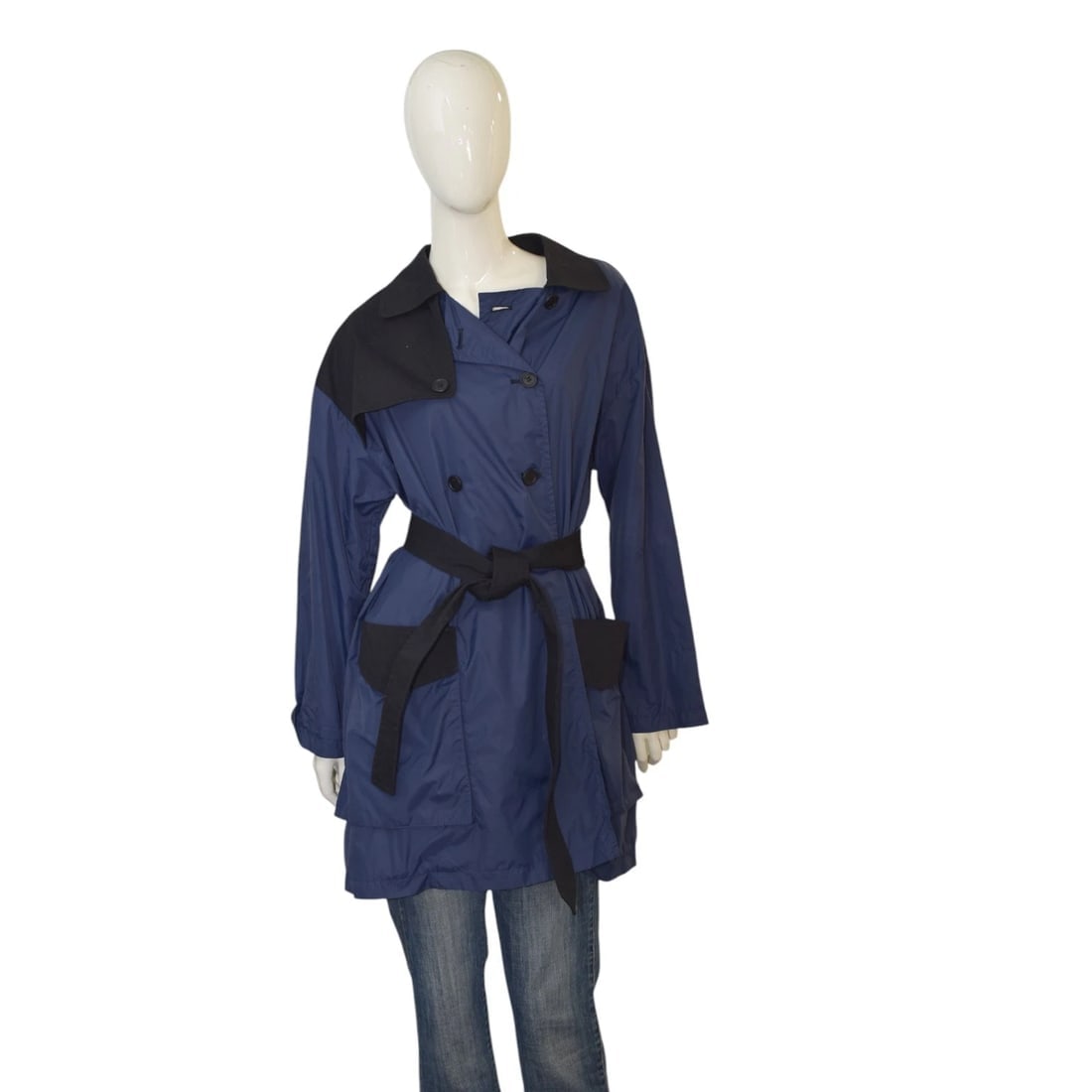 Sonia Rykiel Blue Black Lightweight Double Breasted Trench Belted Jacket size L: Title:Sonia Rykiel Blue Black Lightweight Double Breasted Trench Belted Jacket size L Description:Sonia Rykiel Blue Black Lightweight Double Breasted Trench Belted Jacket size L The most stylish jacke