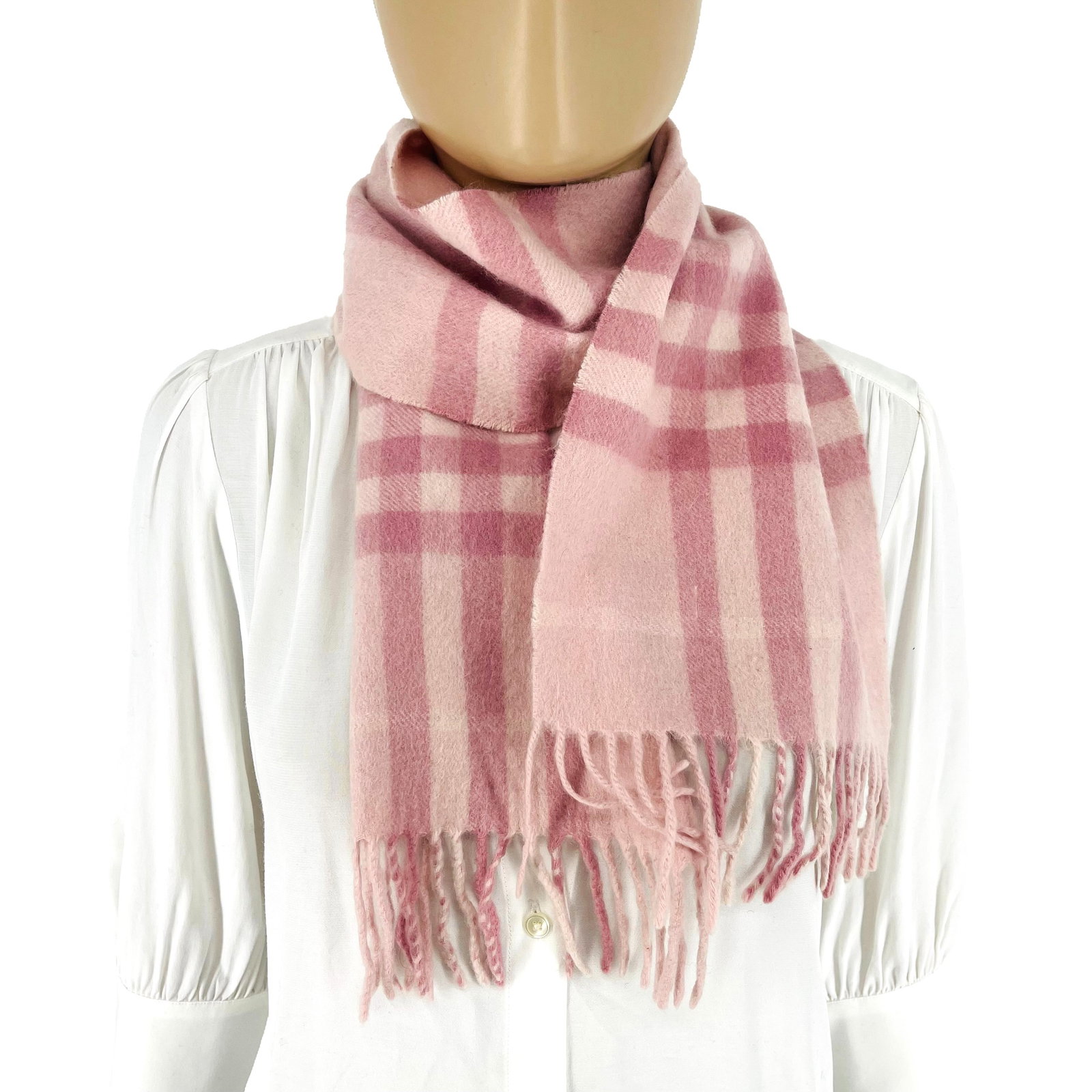 Burberry Children Pink Plaid 100% Cashmere Small Scarf - 3