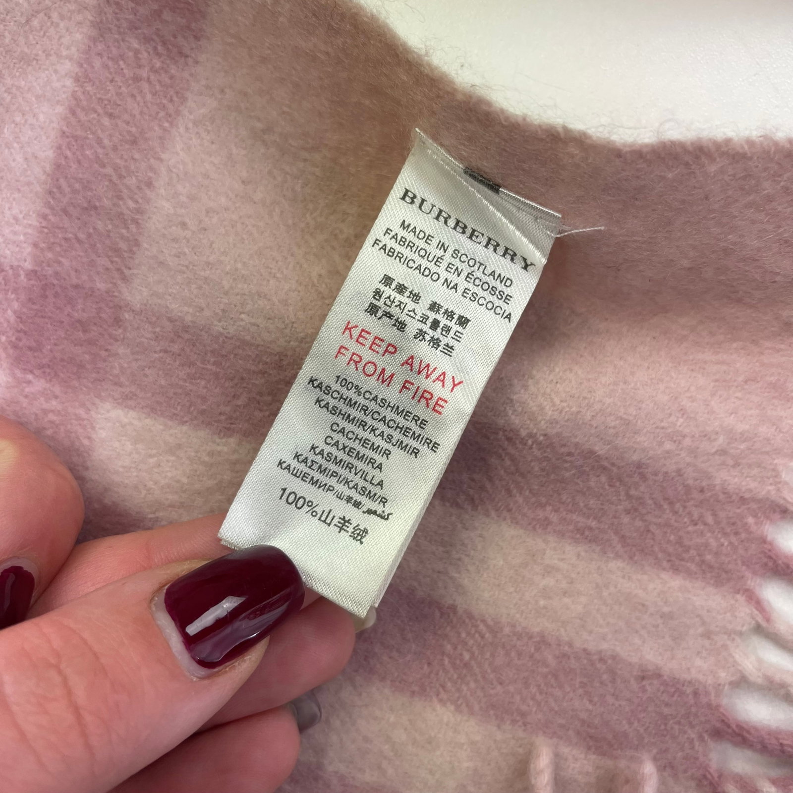 Burberry Children Pink Plaid 100% Cashmere Small Scarf - 5