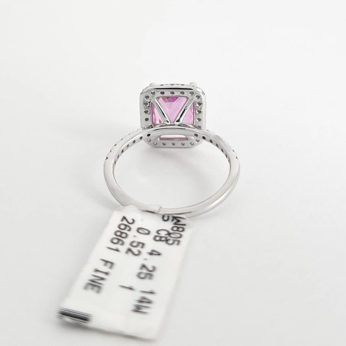 Cushion Pink Sapphire Gemstone Diamond Halo Ring 14K White Gold 4.77 CTW - 7