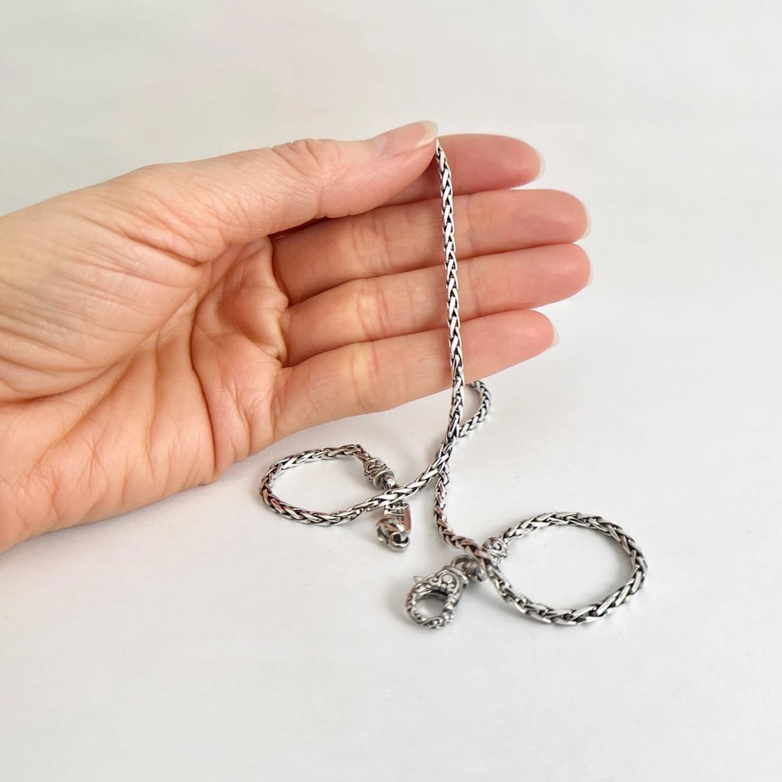 Effy Braided Spiga Wheat Chain Necklace Sterling Silver, 18 Inches, 15.15 Grams - 3