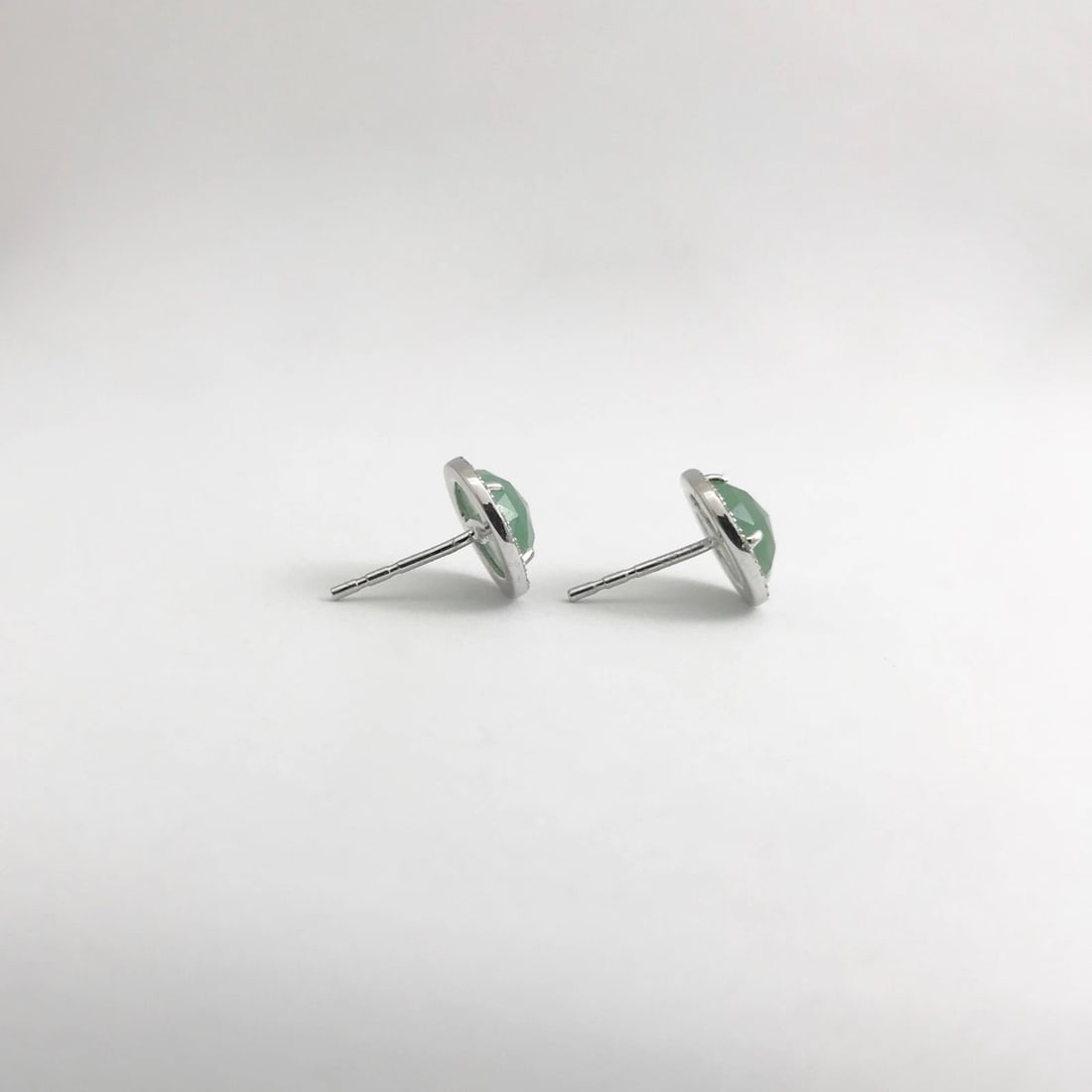 Estate Jade Diamond Halo Stud Earrings 14K White Gold, 3.14 CTW, 2.29 Grams - 8