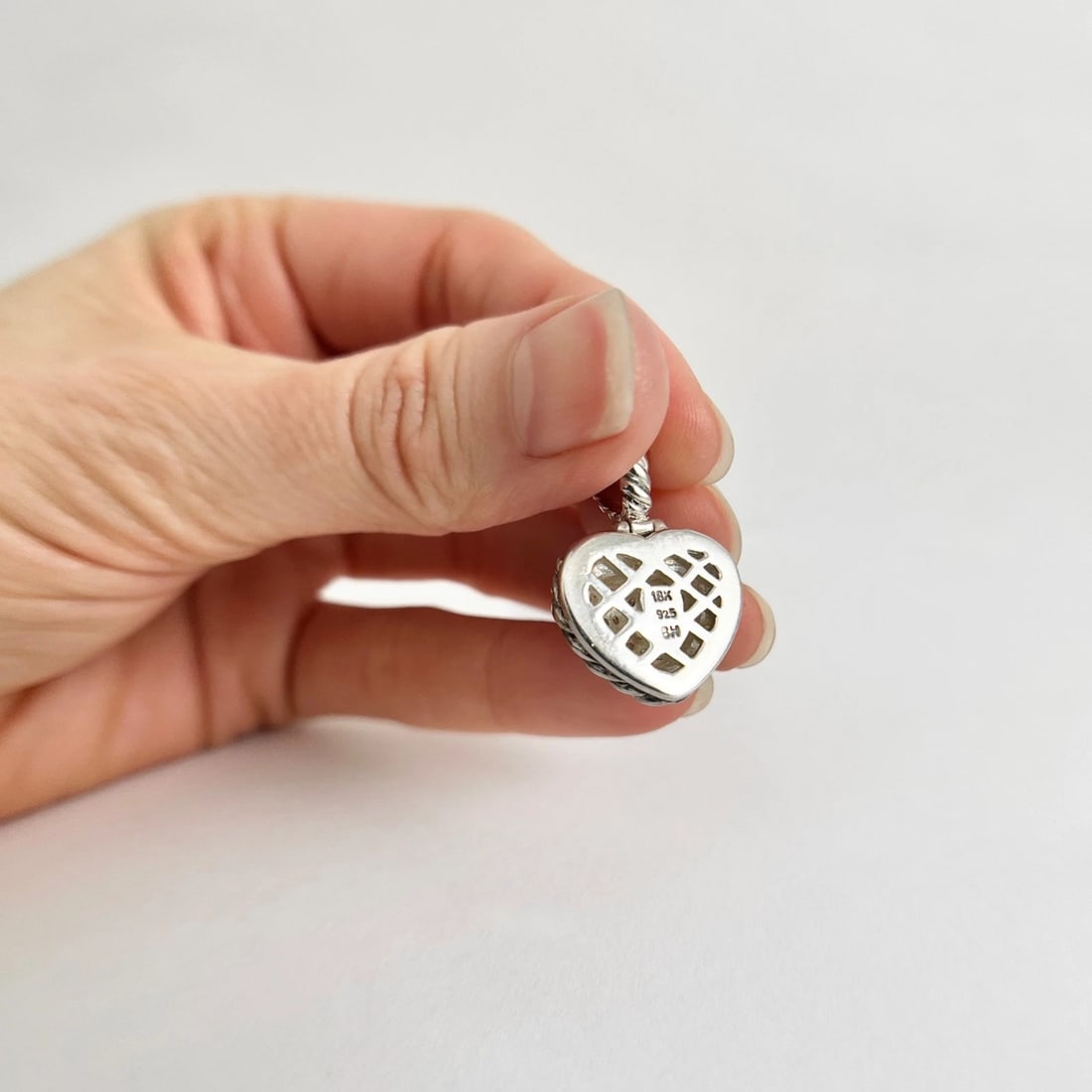 Effy Diamond Rope Heart Pendant 18K Yellow Gold and Sterling Silver, 5.11 Grams - 5