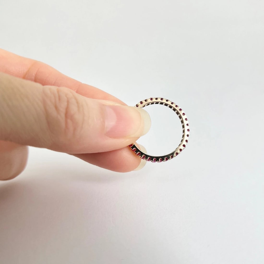 Estate Ruby Gemstone Eternity Ring 14K Yellow Gold, Size 7.75, 1.85 Grams - 7