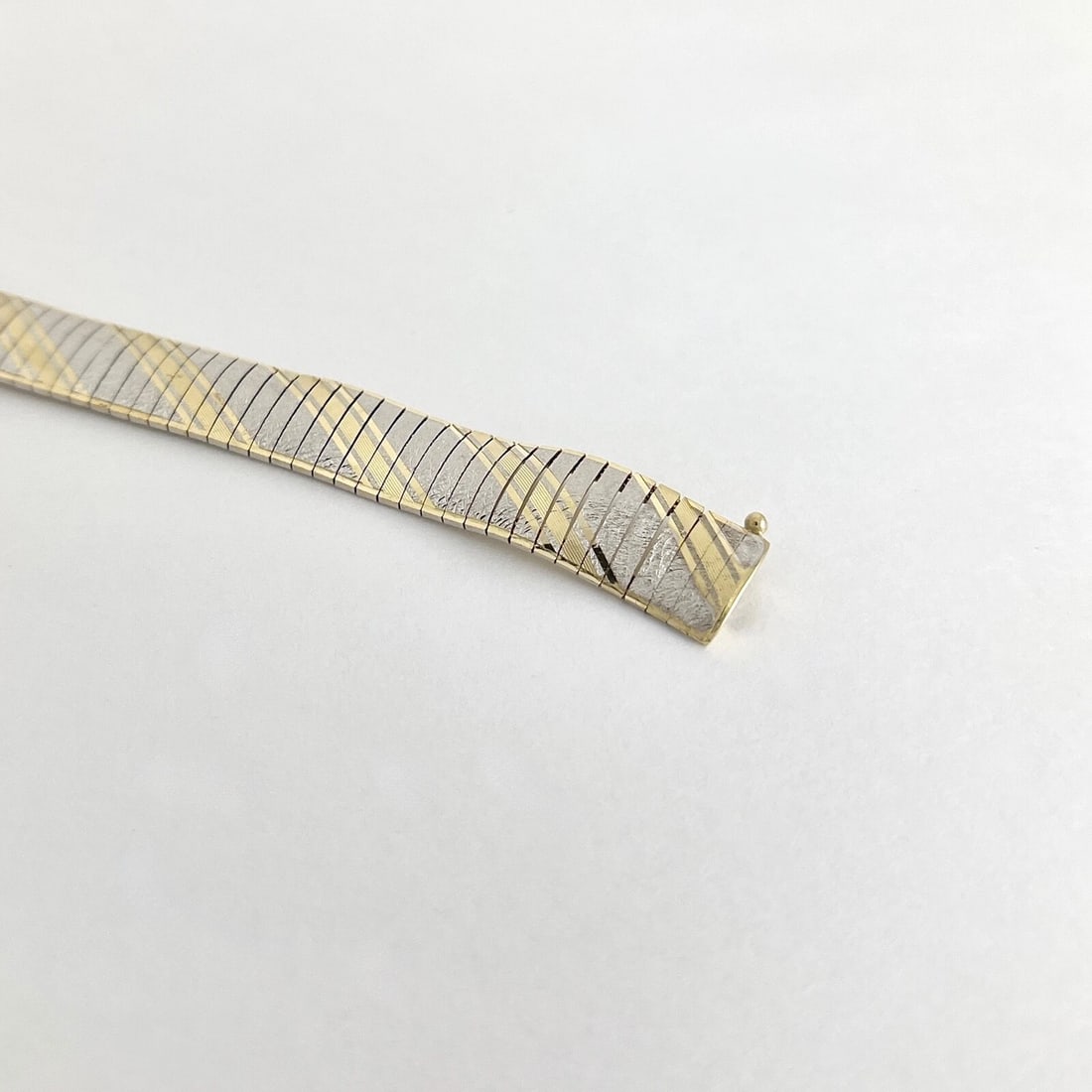 Estate Italian Two-Tone Omega Bracelet 14K Yellow White Gold, 14.53 Grams - 10