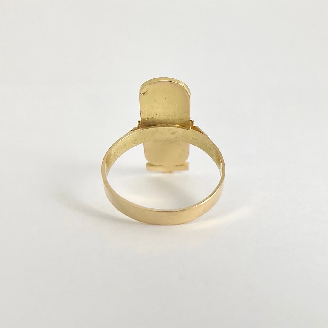 Estate Long Hieroglyphic Egyptian Bird Cartouche Ring 18K Yellow Gold, 5.51 Gram - 7