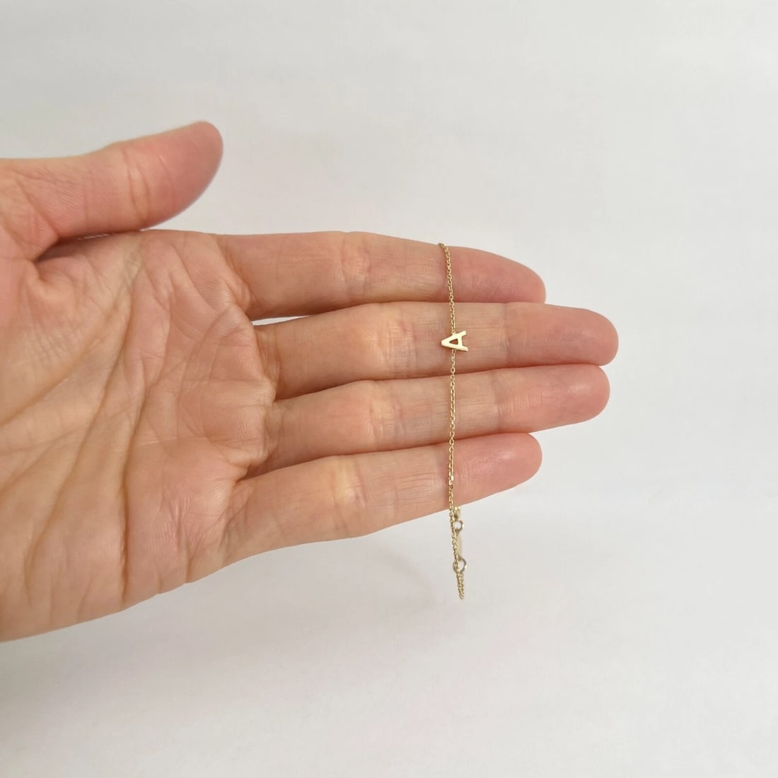 Italian Letter A Initial Chain Bracelet 14K Yellow Gold, .77 Grams - 2