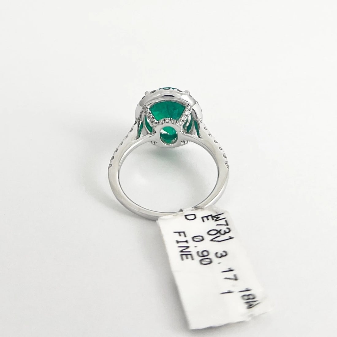 Oval Green Emerald Diamond Halo Ring 18K White Gold 4.07 CTW - 7