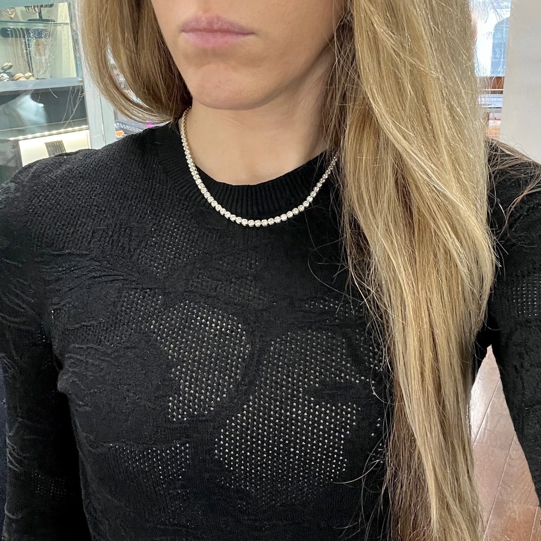 Round Diamond Bezel Tennis Necklace 14K Yellow Gold, 16 Inches, 9.18 CTW - 4