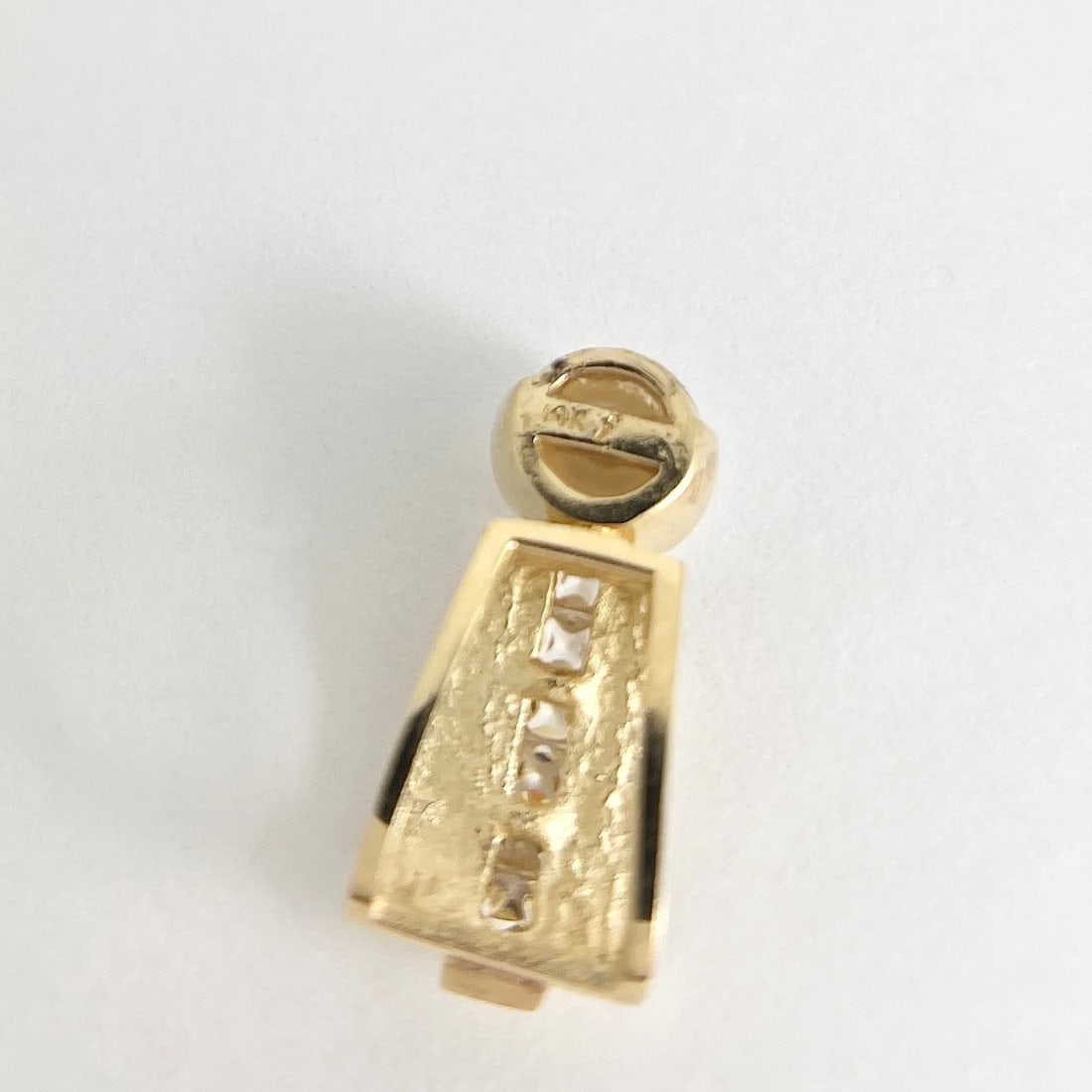 Estate Pearl CZ Drop Necklace Pendant 14K Yellow Gold, 3.61 Grams - 5