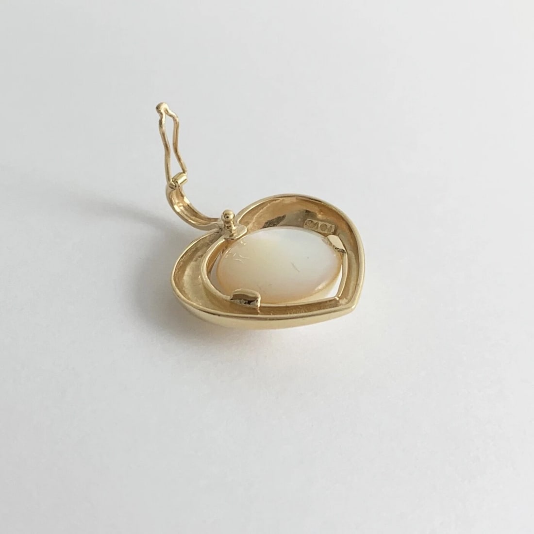 Pearl Heart Necklace Pendant Charm 14K Yellow Gold, 4.49 Grams - 7