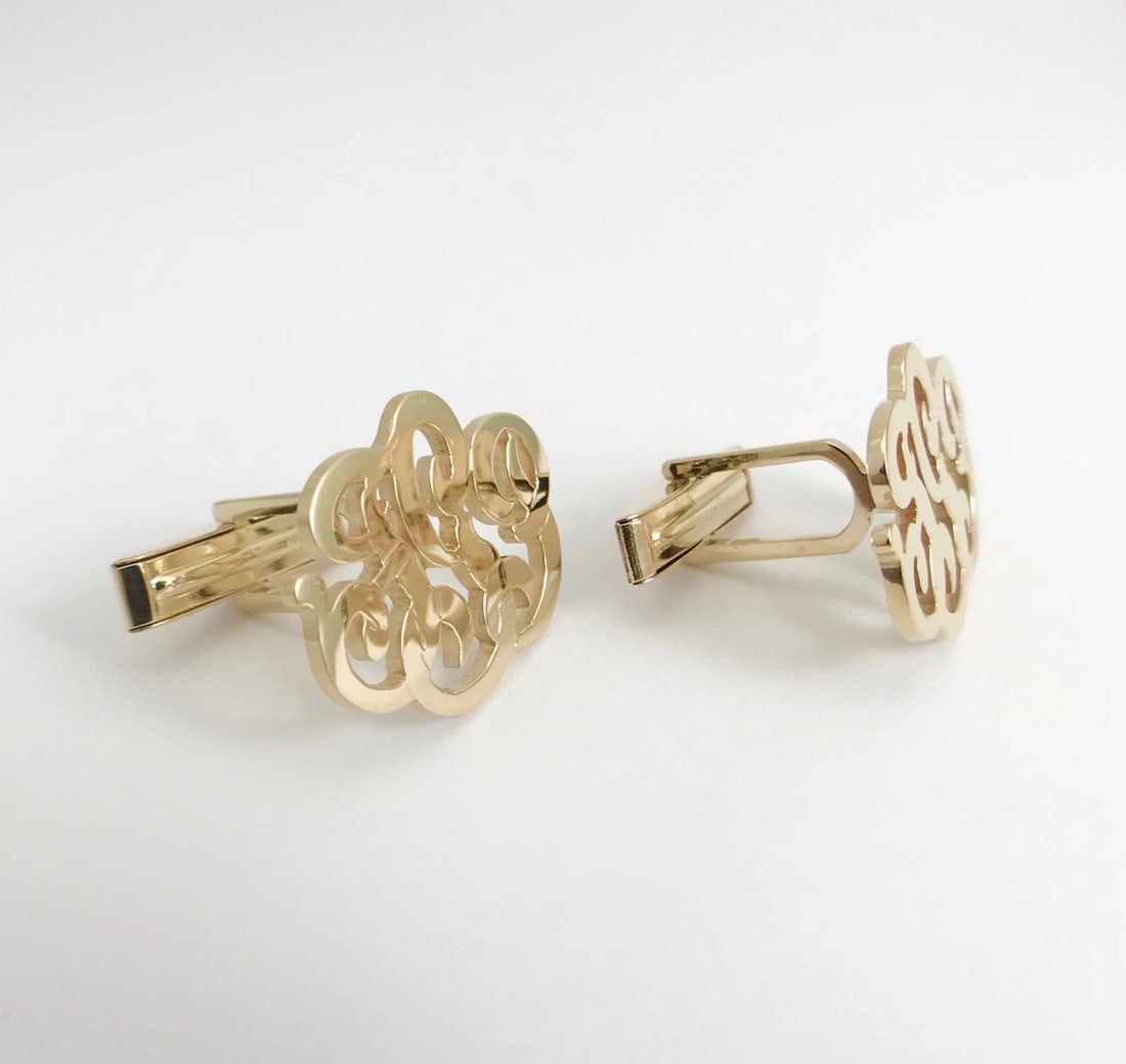 TGP FGP Monogram Initial 14K Yellow Gold Cufflinks, 19 mm, 11.93 Grams - 4