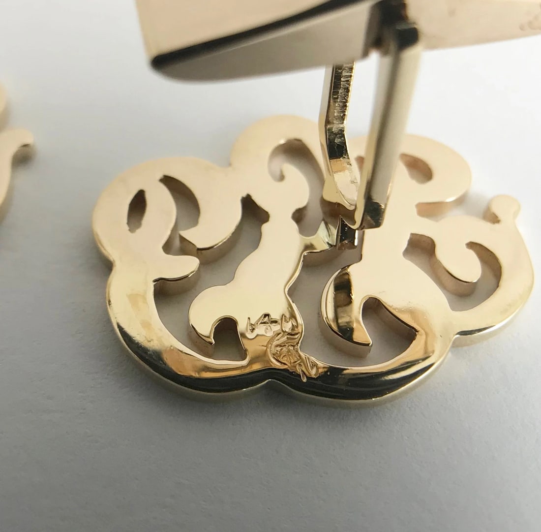 TGP FGP Monogram Initial 14K Yellow Gold Cufflinks, 19 mm, 11.93 Grams - 7