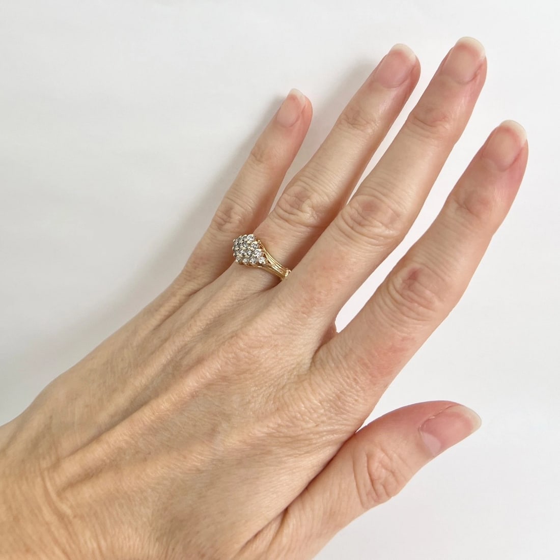 Estate Diamond Cluster Ring 14K Yellow Gold, 2.53 Grams - 3