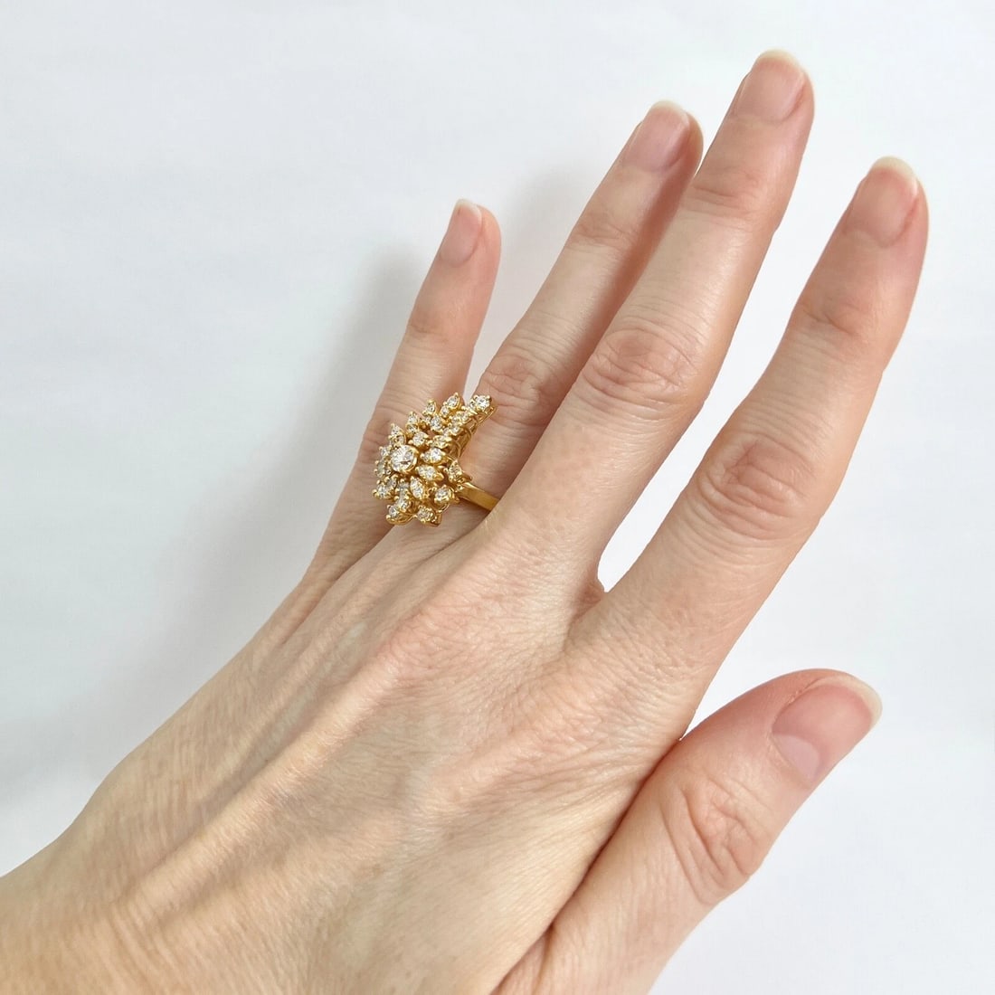 Diamond Cluster Cocktail Statement Ring 14K Yellow Gold .61 CTW, 6.07 Grams - 5