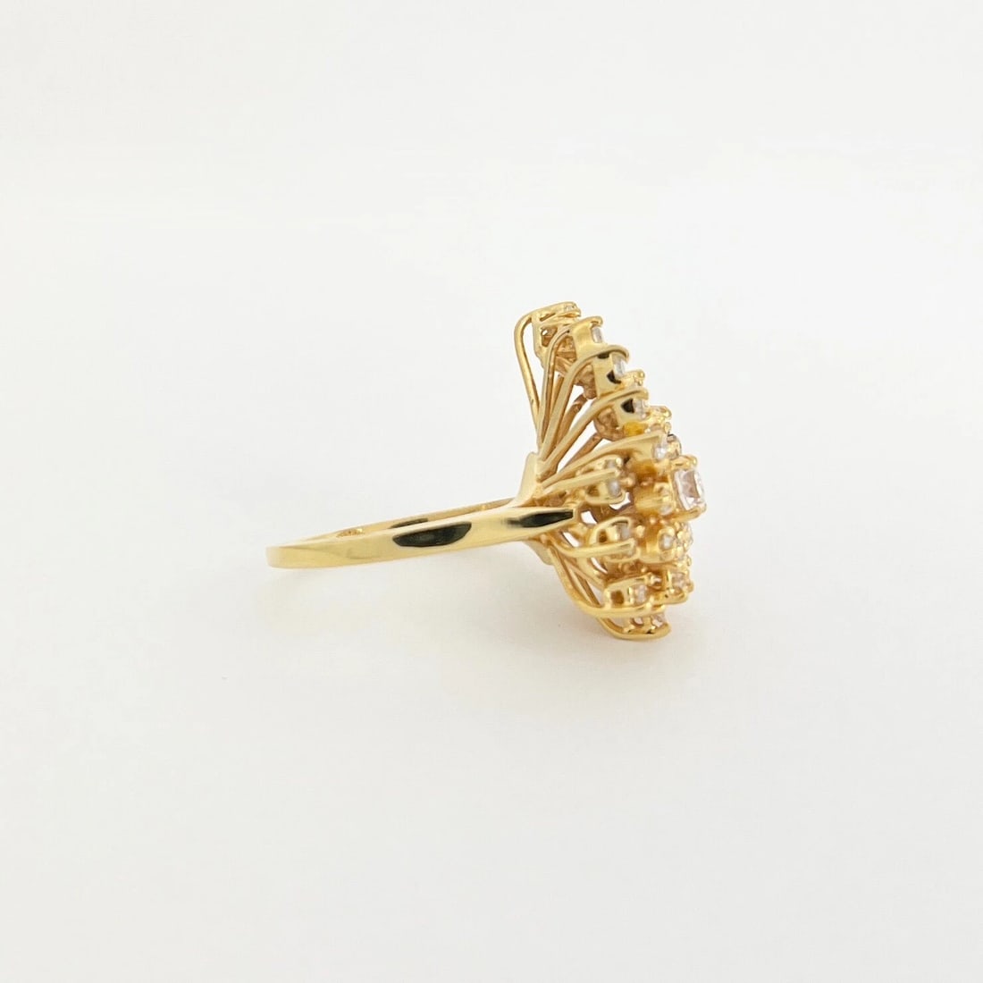 Diamond Cluster Cocktail Statement Ring 14K Yellow Gold .61 CTW, 6.07 Grams - 7