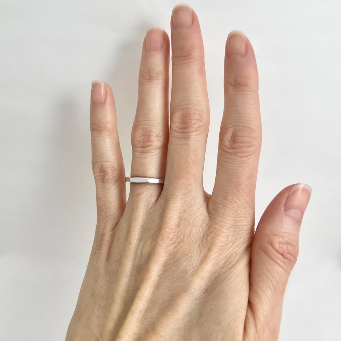 Faceted Angle Geometric Statement Ring 18K White Gold, Size 6.5, 2.73 Grams - 2