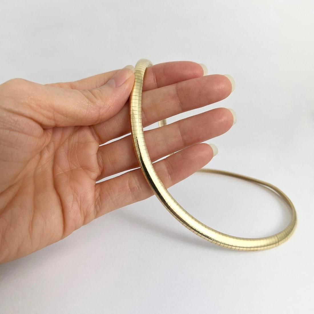 Italian Omega Chain Necklace 14K Yellow Gold, 18 Inches, 6 mm, 36.15 Grams - 2