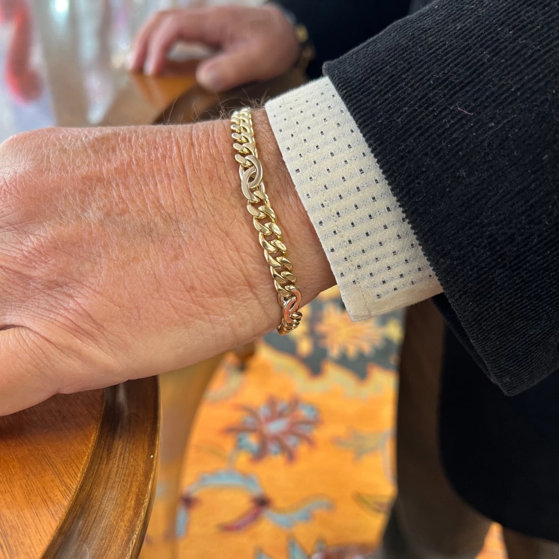 Men's Italian Curb Cuban Chain Bracelet 18K Yellow Gold, 8.25 Inches, 31.91 Gram - 3