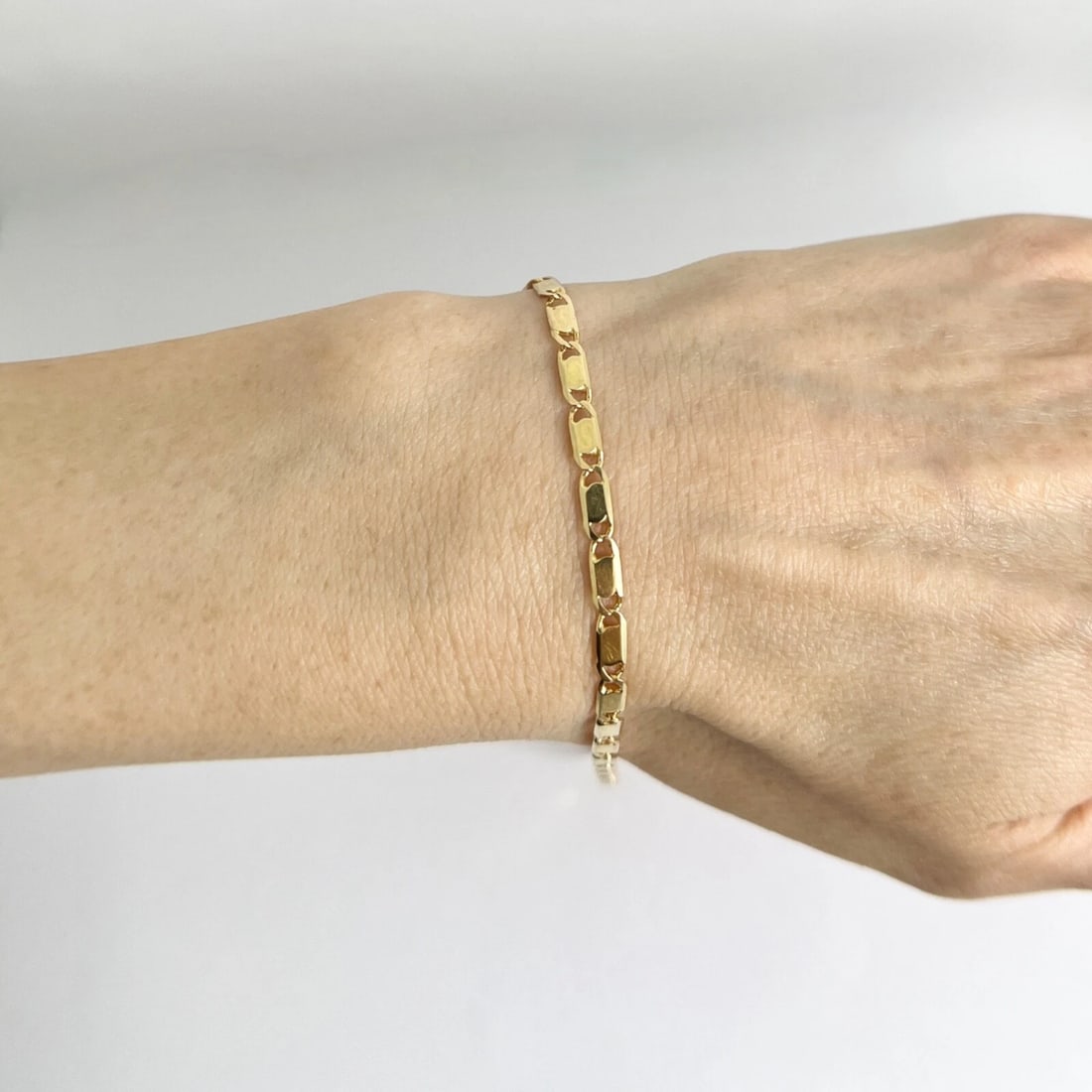 Italian Anchor Chain Link Anklet Bracelet 14K Yellow Gold, 11 Inches, 7.41 Grams - 3