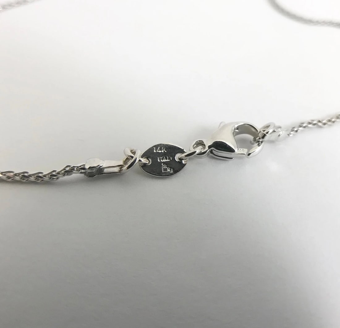 Italian Flower CZ Cubic Zirconia Pendant Necklace 14K White Gold 7.89 Gr - 10