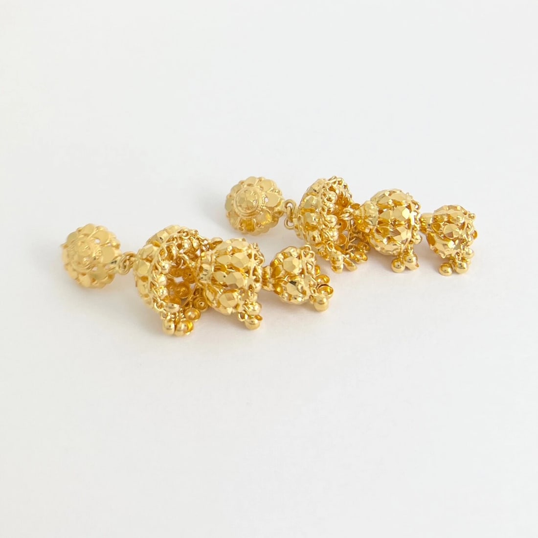 Tassel Jhumka Dangle Drop Earrings 22K Yellow Gold, 2.25 Inches Long, 17.89 Gram - 5