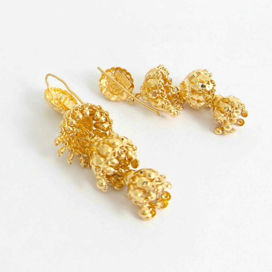 Tassel Jhumka Dangle Drop Earrings 22K Yellow Gold, 2.25 Inches Long, 17.89 Gram - 6