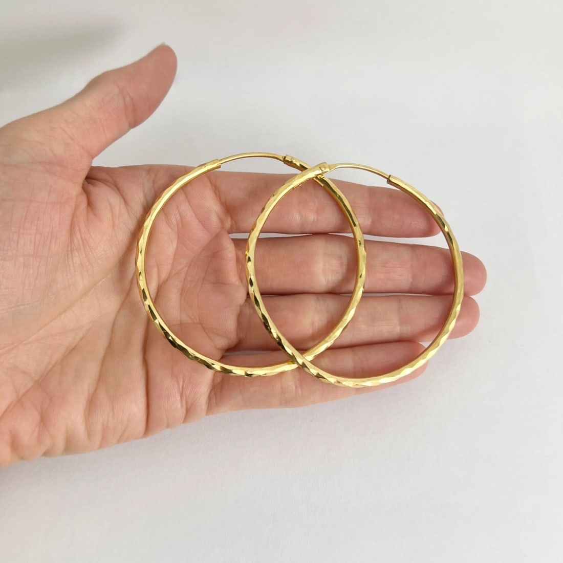 Large Thin Hoop Earrings 22K Yellow Gold, 10.73 Grams - 2