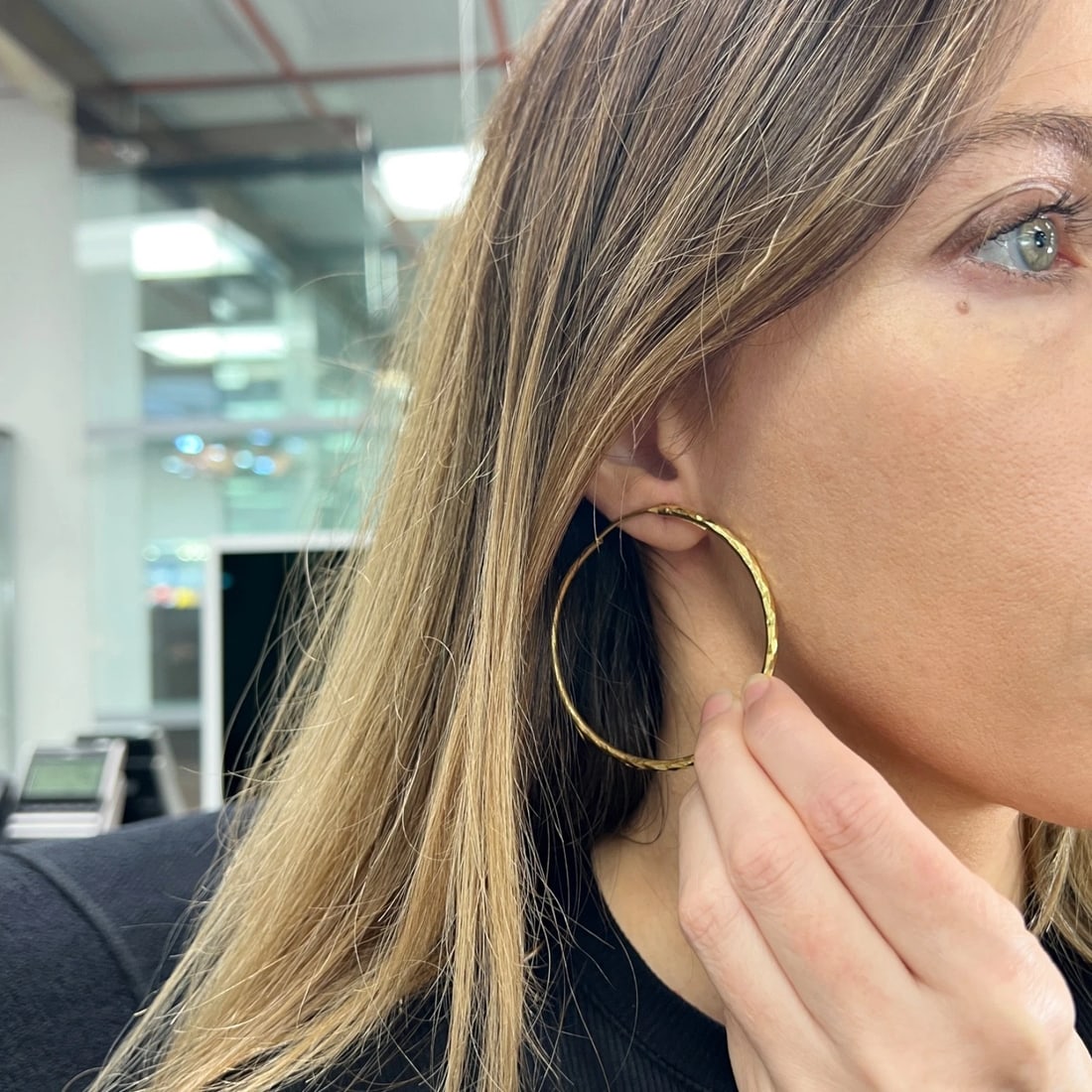 Large Thin Hoop Earrings 22K Yellow Gold, 10.73 Grams - 4