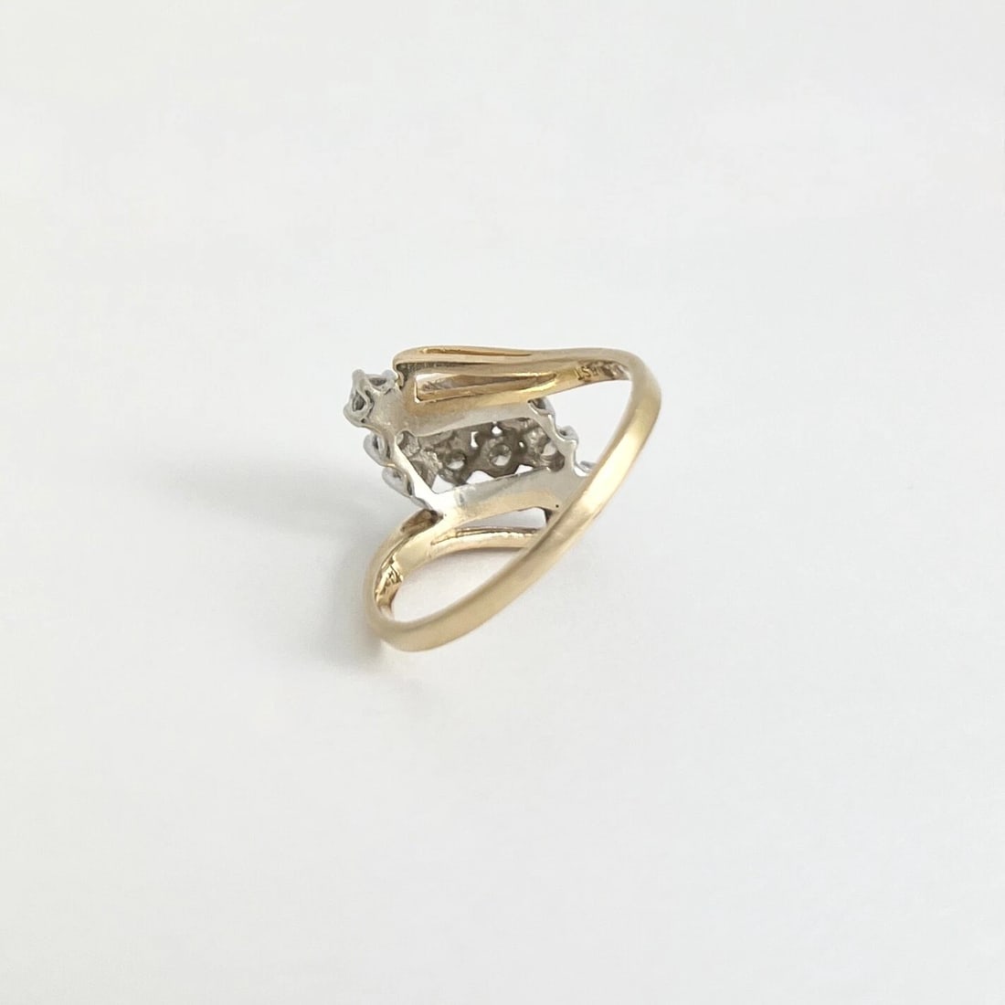 Estate Diamond Cluster Asymmetrical Cocktail Ring 14K Yellow Gold, 4.67 Grams - 7