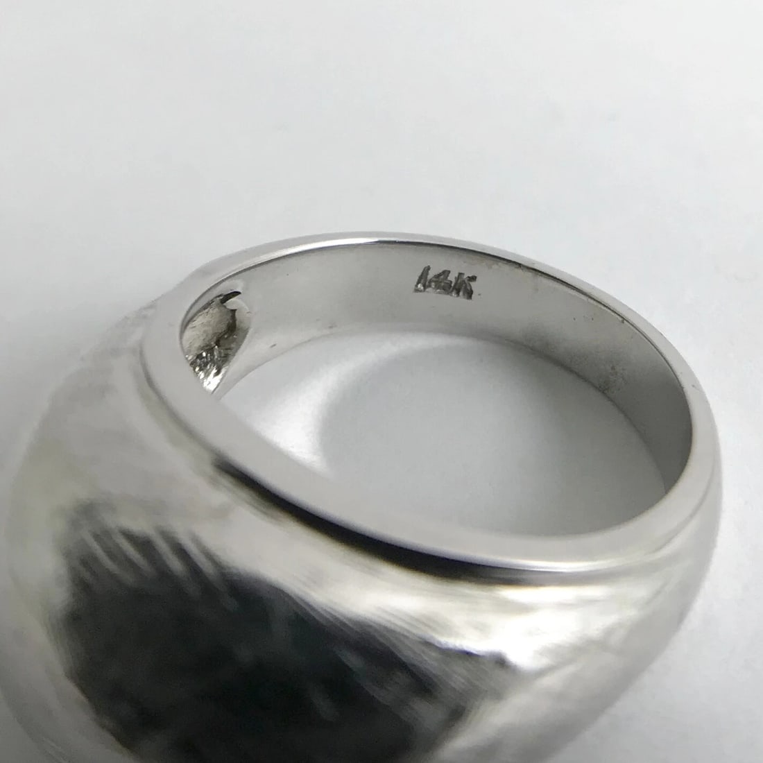 Textured Etched Dome Cocktail Statement Ring 14K White Gold, 7.97 Grams - 11