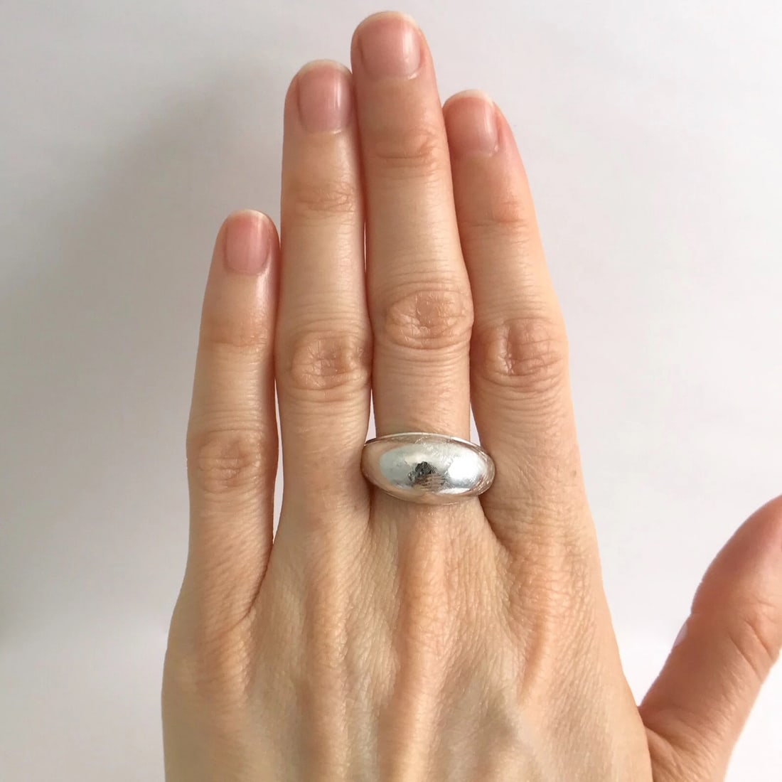 Textured Etched Dome Cocktail Statement Ring 14K White Gold, 7.97 Grams - 2