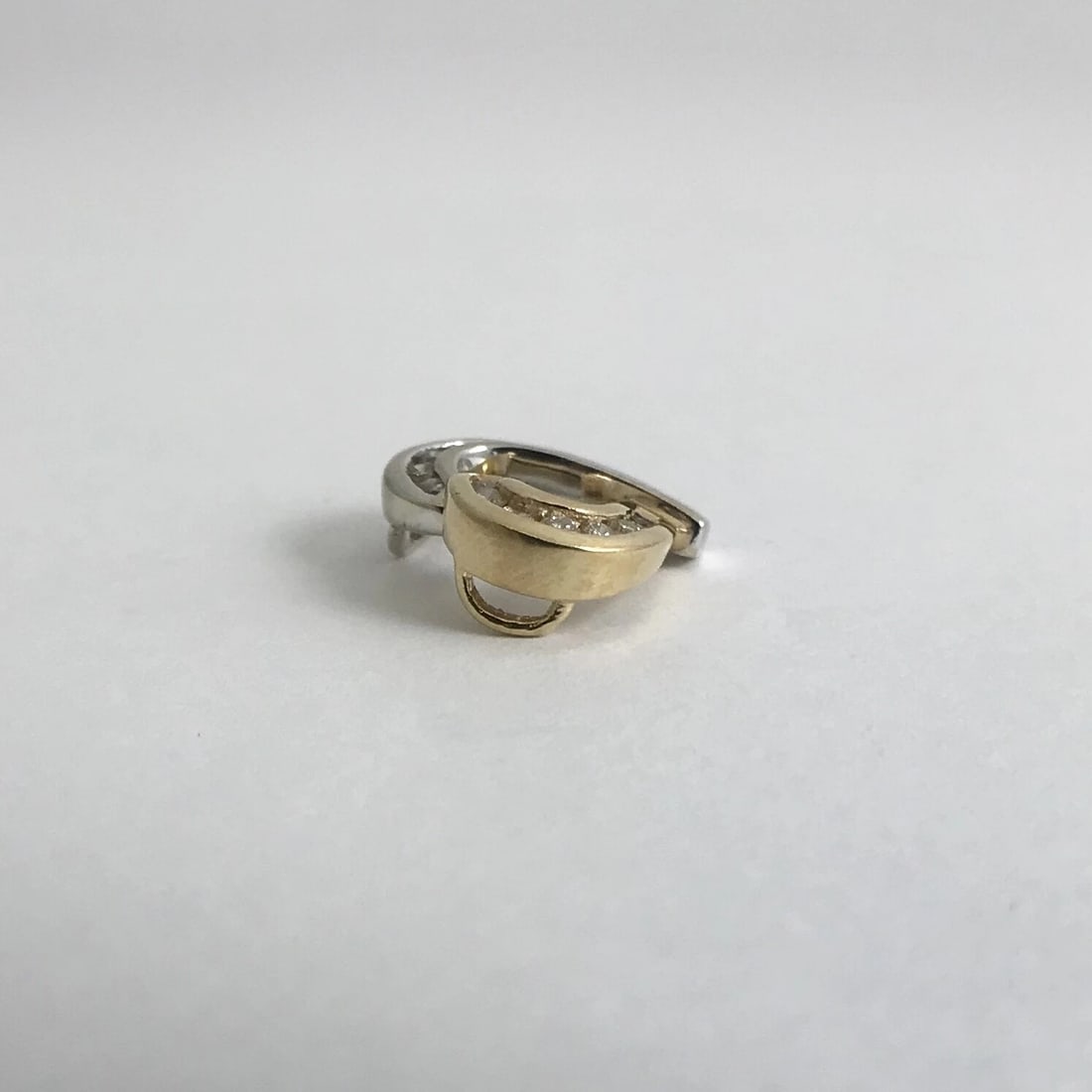 Collar Colgante Corazón Abierto Diamante Dos Tonos Oro Amarillo Blanco 14K, 2,61 Gramos - 8