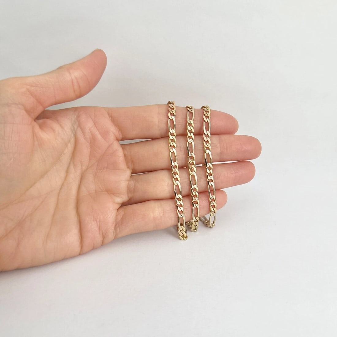 Italian Tri-Color Figaro Chain Necklace 14K Yellow Gold, 18 Inches, 11.01 Grams - 2