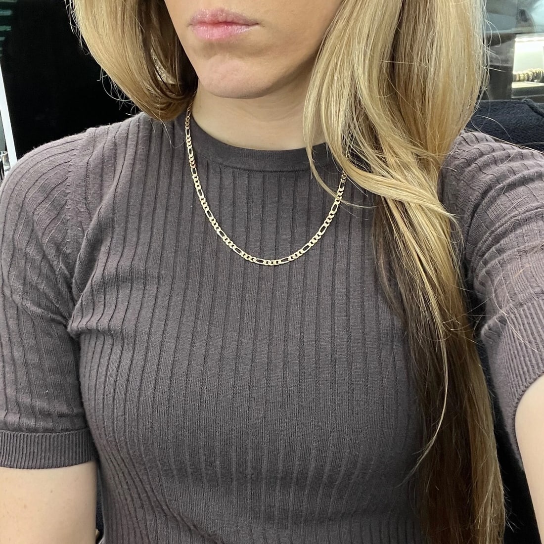 Italian Tri-Color Figaro Chain Necklace 14K Yellow Gold, 18 Inches, 11.01 Grams - 3