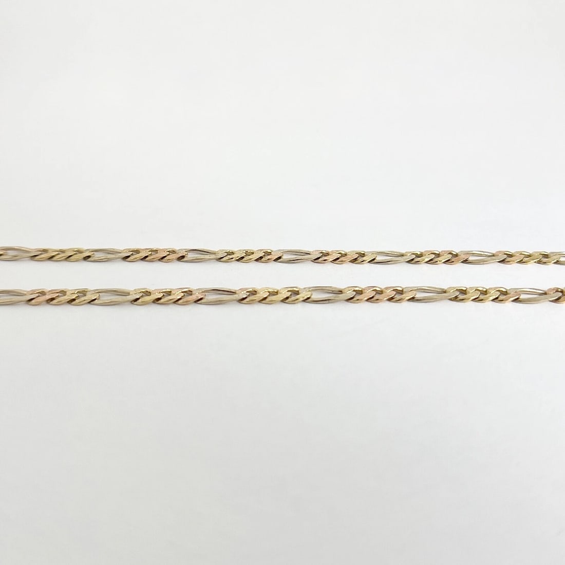 Italian Tri-Color Figaro Chain Necklace 14K Yellow Gold, 18 Inches, 11.01 Grams - 5