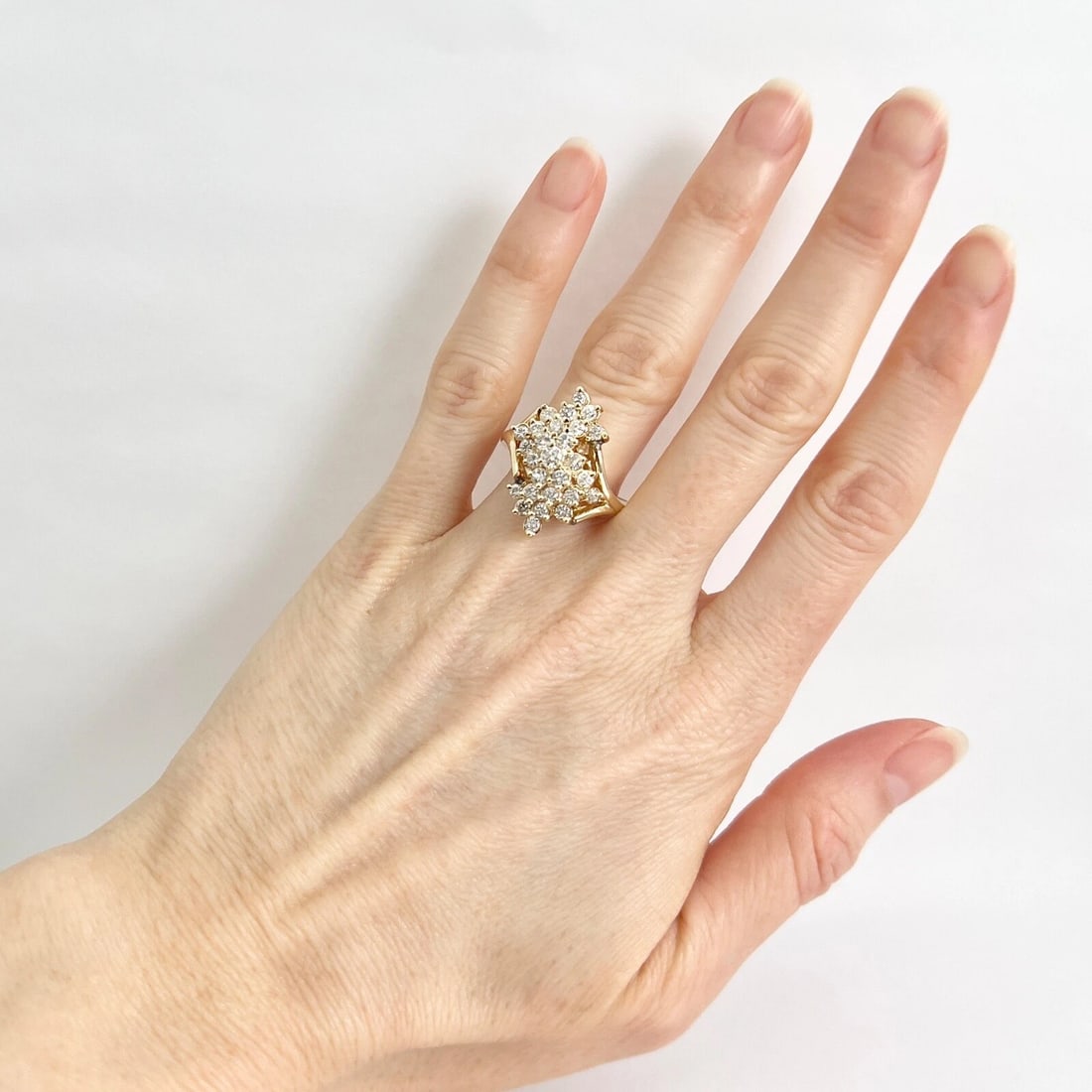 Estate Diamond Cluster Cocktail Statement Ring 14K Yellow Gold .81 CTW, 8.93 Gr - 3