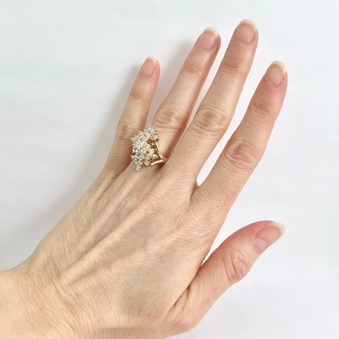 Estate Diamond Cluster Cocktail Statement Ring 14K Yellow Gold .81 CTW, 8.93 Gr - 4