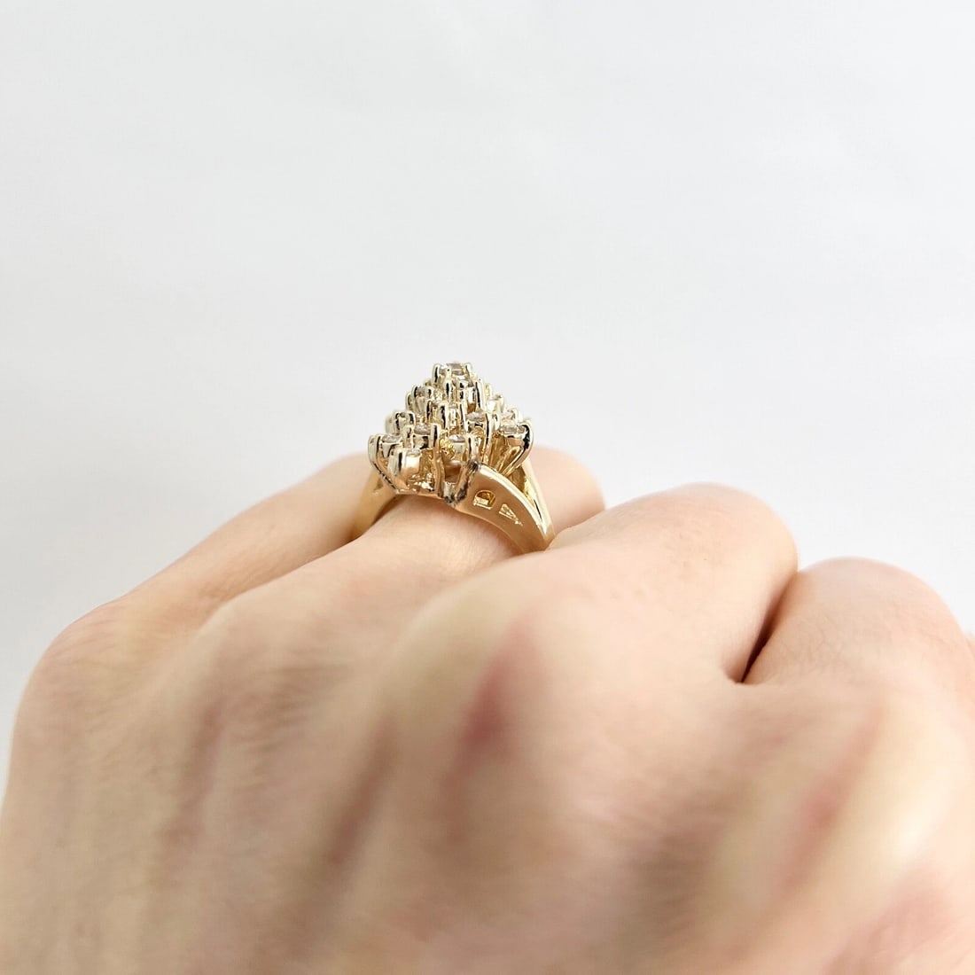 Estate Diamond Cluster Cocktail Statement Ring 14K Yellow Gold .81 CTW, 8.93 Gr - 5
