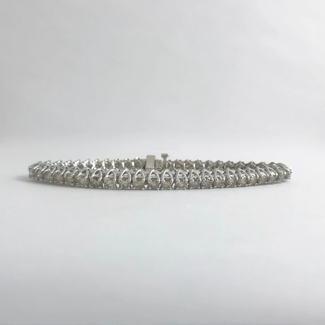 Round Diamond Tennis Bracelet 14K White Gold, 7 Inches, 7.20 CTW, 18.35 Grams - 6