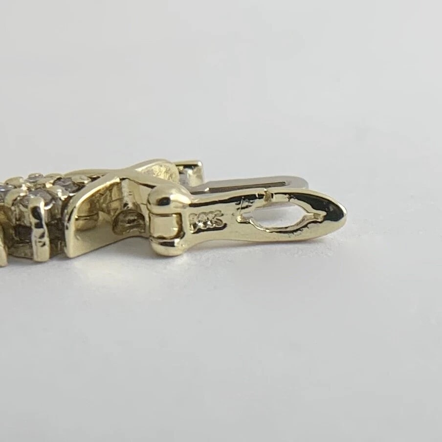 Estate Diamond Cluster X-Link Tennis Bracelet 14K Yellow Gold 1.08 CTW 17.89 Gr - 10